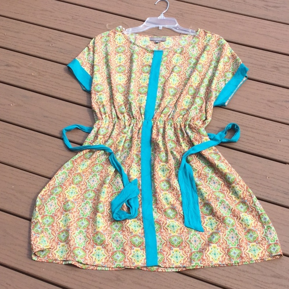 Fun Blouse Dress in Bright Pattern Size S